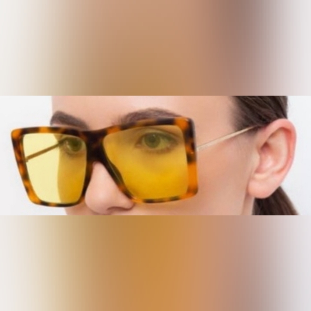 Gucci Havana Brown/Gold and Yellow Womens Sunglasses - NWT